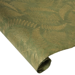 Silkscreened Nepalese Lokta Paper - FERN - Gold on Olive